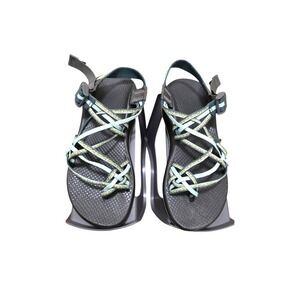 Chaco Women's ZX/2 Classic Sandals Size 8 Adjustable Straps Teal & Yellow Patter